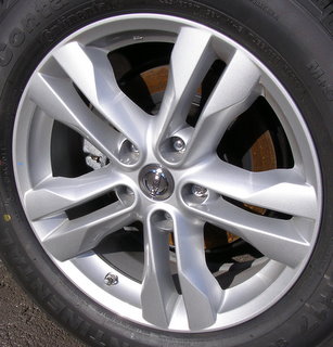 12-15 NISSAN ROGUE S/SV 17x7 Soft Flared Double 5 Spoke SILVER SPARKLE