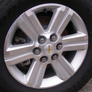 13-17 CHEVROLET TRAVERSE LT2 18x7.5 Creased Grooved 6 Spoke MACHINE/SILVER