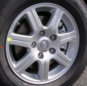 10-12 CHRYSLER TOWN & COUNTRY TOURING 16x6.5 Thin Flat Grooved 7 Spoke B SILVER, 55 MM CAP