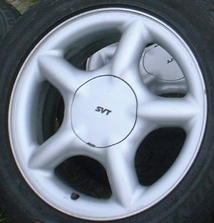 98 FORD CONTOUR SVT 16x6.5 Soft 5 Spoke w Covered Lugs SILVER