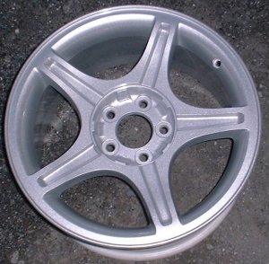 99-04 FORD MUSTANG GT 17x8 Thin Flat Grooved 5 Spoke A FULL SILVER