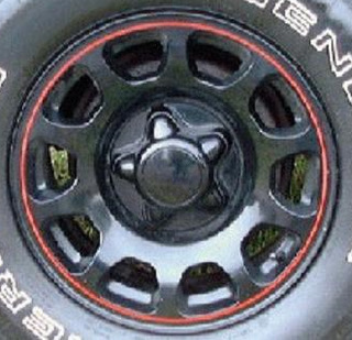 98 FORD F150 PICKUP NASCAR 16x7 Nascar Dished with 10 Slots BLACK, RED STRIPE