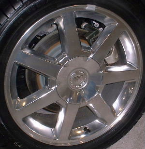 05-06 CADILLAC STS 17x8 Thin 7 Spoke w Covered Lugs POLISHED, OPTN Q13
