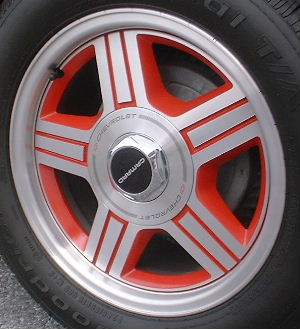 91-92 CHEVROLET CAMARO RS 16x8 Rear Flat 2 Slotted 5 Spoke MACHINE/RED