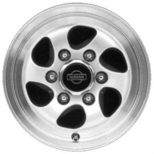 96-99 NISSAN PATHFINDER XE 15x7 with 5 Swept Oval Holes SILVER, MACH'D LIP