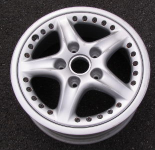 96-98 PORSCHE 911 17x7 2 Pc Grooved 5 Spoke 99336212450 SILVER FRONT