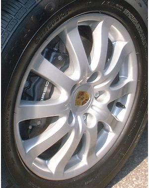 04-06 PORSCHE CAYENNE 6 CYLNDR 17x7.5 Convex Grooved Thin 10 Spoke SILVER WITHOUT TPMS