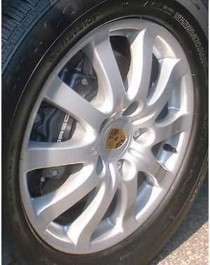 04-09 PORSCHE CAYENNE 6 CYLNDR 17x7.5 Convex Grooved Thin 10 Spoke SILVER WITH TPMS