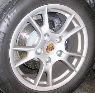 05-09 PORSCHE BOXSTER 17x8 Flared Forked Thin 10 Spoke SILVER REAR, OPTN I393
