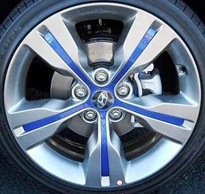 12-15 HYUNDAI VELOSTER DCT 18x7.5 Flared Grooved 5 Spoke A HYPERBLACK/BLUE W TPMS