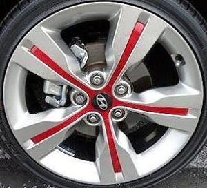 12-15 HYUNDAI VELOSTER DCT 18x7.5 Flared Grooved 5 Spoke A HYPERBLACK/RED W TPMS