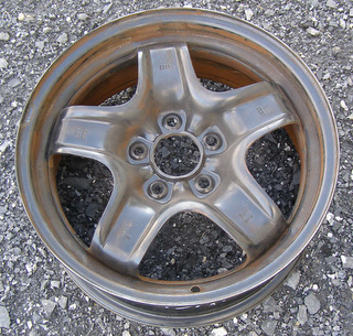 07-08 CHEVROLET COBALT 16x6.5 5 Lug 5 Spoke Wheel A BLACK STEEL OPT NZ6
