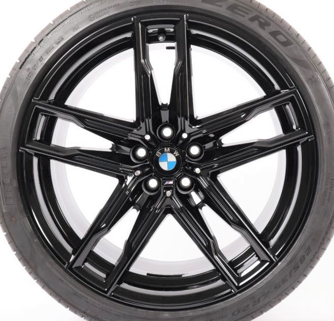 20-22 BMW M8 20x9.5 Angular Grooved Double 5 Spoke B BLACK FRONT - ST 810M